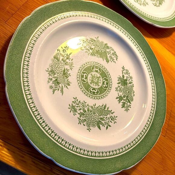 4 Beautiful Vintage Spode, Fitzhugh green China 10.25" Dinner Plates - Picture 2 of 8
